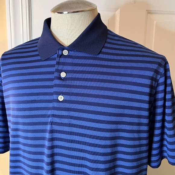 NWOT Men's Brooks Brothers Performance Style Blue Stripe Polo Shirt Size LARGE - Picture 2 of 3